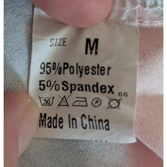 Abstract Print Shift Dress M Red Blue V Neck Button Front 3/4 Sleeve - Picture 4 of 6